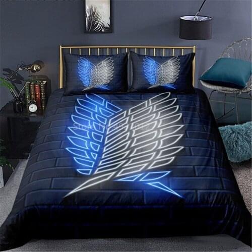 Anime Attack on Titan 3D Printed Bedding Set Duvet Cover Pillowcase Freedom Wings Bedclothes For Boys Kids Twin Single Full Size