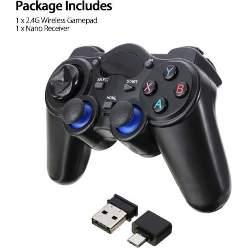 2.4G Wireless Game Controller Joystick Gamepad With Micro USB OTG Converter Adapter For Android TV Box For PC PS3
