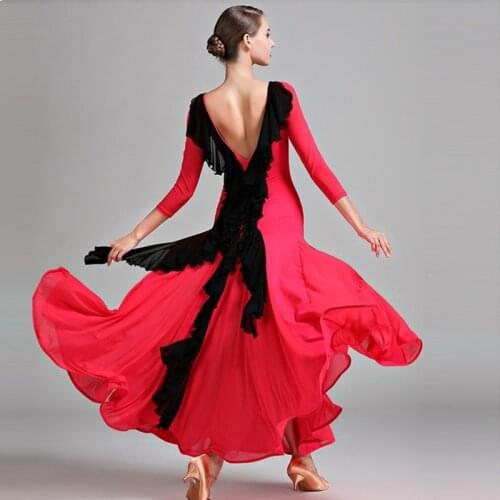 Ballroom dance dress ballroom dress standard dance wear women spanish dress flamengo red modern dance costumes