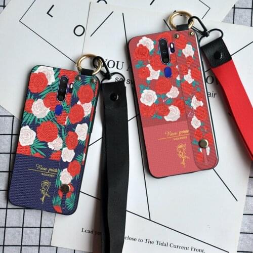 Luxury Floral Wristband Case For OPPO A5 A8 A9 A31 2020 Fashion Lanyard TPU Cover For OPPO A3S AX5 A7 A71 A72 A83 A92 A92S