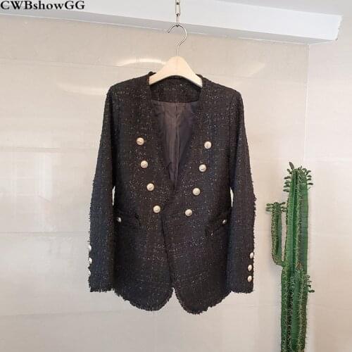 CWBshowGG Autumn And Winter New Female V-Neck Small Fragrance Short Jacket Tassel Tweed Long-Sleeved Fashion Jacket Coat