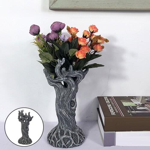 Tree Trunk Vase Ornament, Flower Pot, Creative Resin Statue Figurines Furnishings Crafts Decoration for Home/Living Room/Office