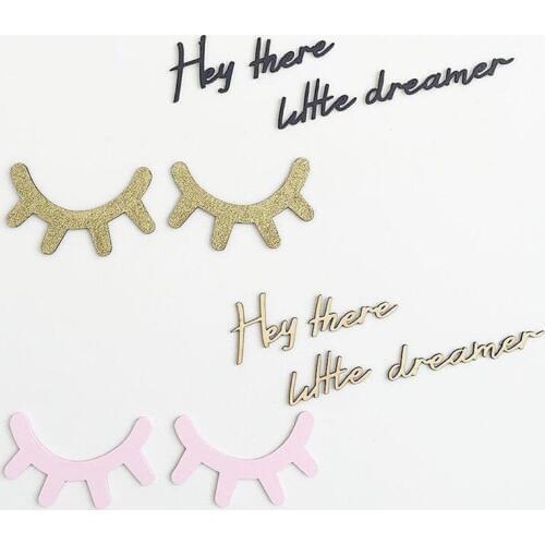 Wooden 3D Eyelash Wall Sticker Wood Sleepy Eyes Wall Art Decals DIY Kids Room Decoration Ornament Baby Nursery Background Decor