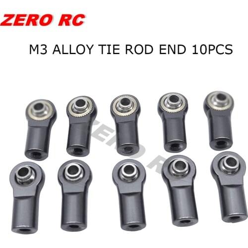 10PCS FULL METAL M3 Tie Rod End Ball Joint Head Holder (Gun Metal) For 1/10 Rock Crawler Car SCX10 D90 D110 CC01