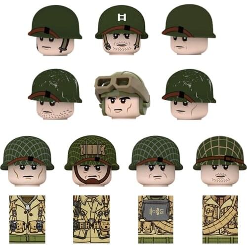 WW2 USA Army Soldiers Building Blocks Action FiguresAmerican Military Infantry Mini DIY Parts Bricks Accessories Children Toys