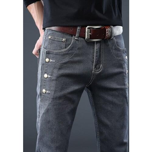 Men Solid Jeans Summer Slim Streetwear Thin Denim Pants Wash Jean Homme Hip Hop Pencil Pants Work Trousers Skinny Stretch Jeans