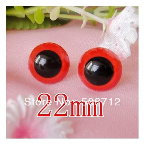 Fress ship!!!100pcs/lot 22mm Red color pupil toy eyes/ safety eyes with PLASTIC lock-washers/Doll toy doll eyes