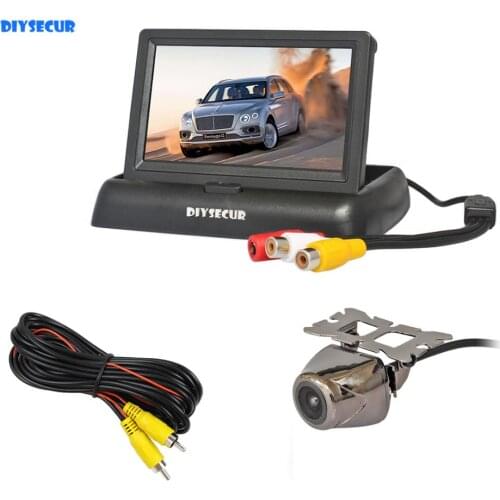 DIYSECUR Wired 4.3" Car Reversing Camera Kit Back Up Car Monitor LCD Display HD Security Metal Car Rear View Camera