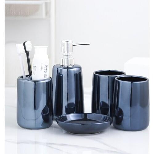 Bathroom Supplies Pure Color Ceramic Soap Dish Mouth Cup Toothbrush Cup Lotion Bottle Household Bathroom Decoration Accessories