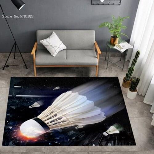 Badminton Carpet 3D Print Shuttlecock Rug Funny Sports Floor Carpet For Living Room Baby Play Floor Rug For Bedroom Floor Mat