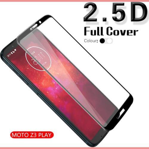 Colorful Full Coverage Tempered Glass Film For MOTO Z3 PLAY Screen Protector Film Glass Clear Front Cover Guard Sheild + Cloth