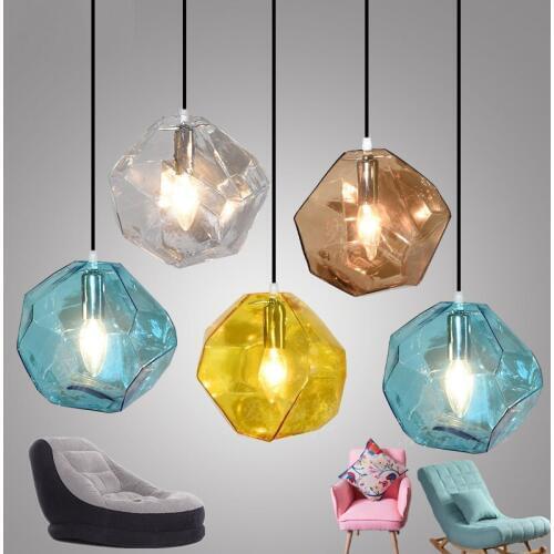 Creative Restaurant Kitchen Pendants Lights American Modern Hanging Lamp Color Glass Pendant Lamps Bedroom Bar led Hanging Light