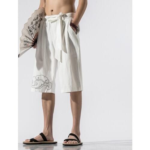 Summer Men Shorts Vintage Chinese Embroidery Wushu Clothing Beach Shorts Male Hiphop New Arrival 2020 Chinese Pants Man 10864