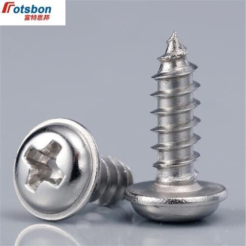 M2.3/M2.5/M2.6 Cross Recessed Round Head Self-Tapping Screw Collar Pan Head With Flange Screws Vis 304 Stainless Steel DIN968 PC