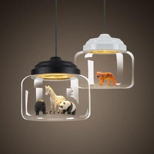 Cute Animal Cartoon Pendant Lights Led Lighting Nordic Hanging Lamps for Children Room Light Glass Lamp Bedroom Home Decor Gift