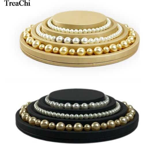 New Quality Jewelry Counter Showcase Gold Black PU Pearl Necklace Bracelet Display Holder Ornament Holder Display Case