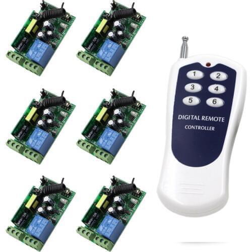 New 85V 110V 120V 220V 250V 1CH 10A Wireless Remote Control Switch 6 *Receiver +1 *Transmitter Light /Lamp/ Window/Garage Doors