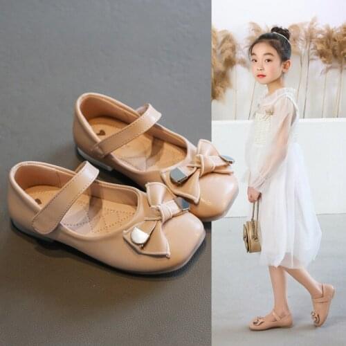 3 4 5 6 7 8 9 10 11 12 Years Fashion Bow Big Girls Kids Shoes Princess 2021 Elegant ChildrenS Leather Shoe For School Non-Slip