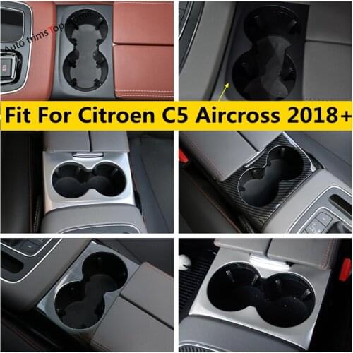 Yimaautotrims Gearbox Shift Stall Water Cup Holder Panel Stainless Steel Cover Trim Interior For Citroen C5 Aircross 2018 - 2021