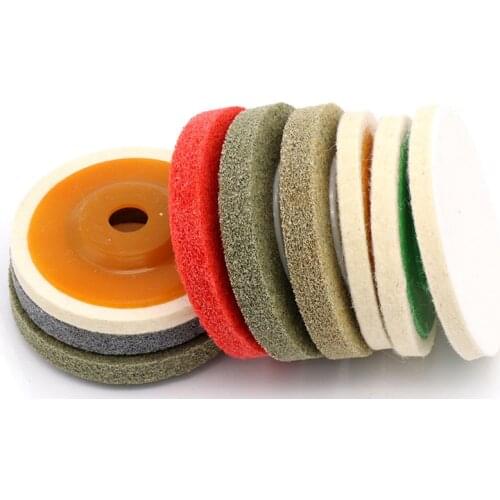 2pcs Durable Round Wool Grinding Pad 4inch Nylon Fiber Polishing Poly Strip Disc Paint Wheel Felt Buffer Disc Buffing Tool