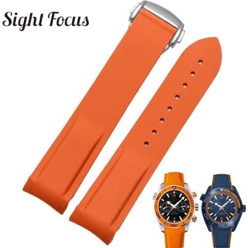 Rubber Silicone Watch Band for Omega Speedmaster Seamaster Aqua Terra Watch Belt 20mm 22mm Men Watch Strap Orange Clock Bracelet
