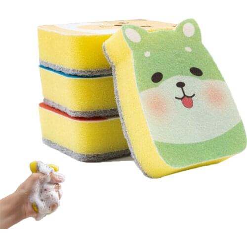 Cute Animal Sponge Car Washing Rich Foam Strong Detergency Kitchen Scrubb Small Cartoon Pattern Cleaning Sponge