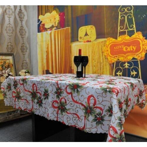 1Pcs 150x180cm Pinecone Christmas printed tablecloth Ribbon bow clouds Design tablecloth Grid flowers Christmas table cloth