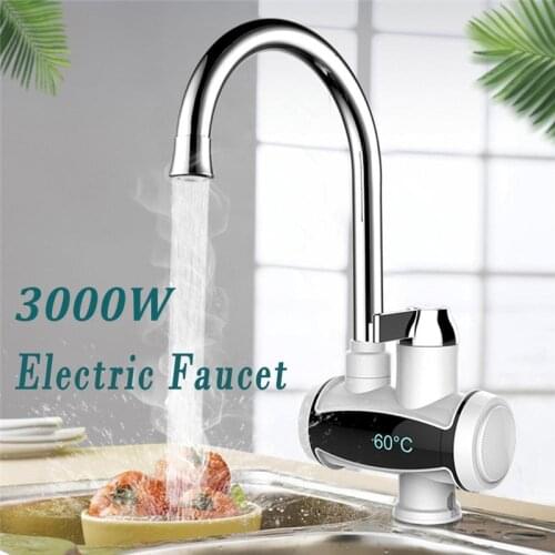 3000W Electric Water Heater Tap Instant Hot Water Faucet Tankless Heater Cold Heating Faucet for Kitchen Bathroom LED Digital