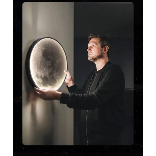 Moon wall lamp modern creative corridor moon mural lampBackground wall living room decoration lampBedroom bedside lamp room lamp