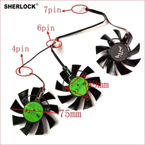 T128015BU two ball bearing 3pcs/lot 75mm 7pin for ASUS GTX 1660Ti 1660super RX5700 XT TUF X3 OC Graphics Cooling Fan