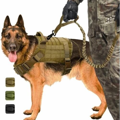 Tactical Dog Harness For Medium Large Dogs Adjustable Pet Vest Clothes and Leash No Pull Outdoor Training Hunting Accessories