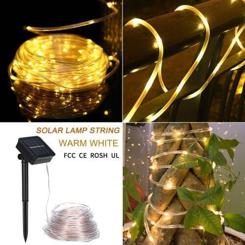 Outdoor Solar String Lights 46ft 120 LED Rope Light 8 Modes Warm White for Party Garden Home Festival Decoration Solar garland