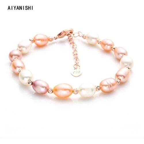 AIYANISHI 18K Gold Filled Adjustable Bracelets for Girls Women Natural Freshwater Pearls Bracelets Jewelry Gift Wholesale