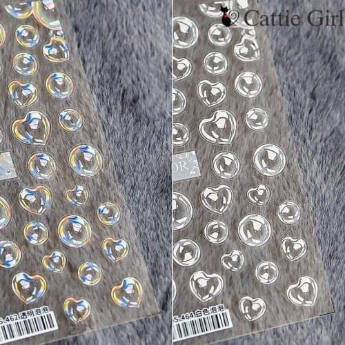 1 Sheet Bubble 3D Nail Sticker Heart Summer Nail Decals for Nails Simulation Manicure 3D Accessories