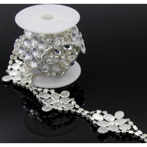10Yards Sew on Rhinestone Trims Close Chain Wedding Dress Clothes Applique Trimming