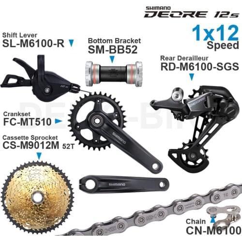 SHIMANO DEORE M6100 12speed Groupset with Shifter Rear Chain MT510 CRANKSET Bottom Bracket and 11-50T Colorful Cassette Sprocket
