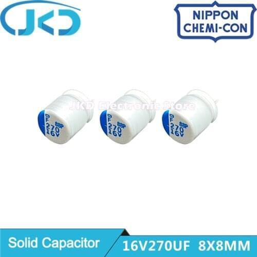 20pcs 270uF 16V NCC FP series 8x8mm Super Low ESR 16V270uF For Motherboard VGA Solid Capacitor NIPPON CHEMI CON 270UF16V