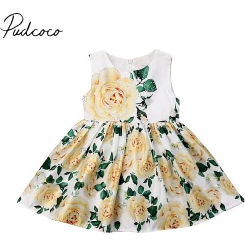 2019 Children Summer Clothing Infant Baby Kids Girls Formal Floral Dress Big White Rose Outfits Sleeveless Clothes Dress 2-7T