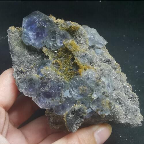382.6gRare natural purple fluorite cluster quartz mineral specimen stone decoration