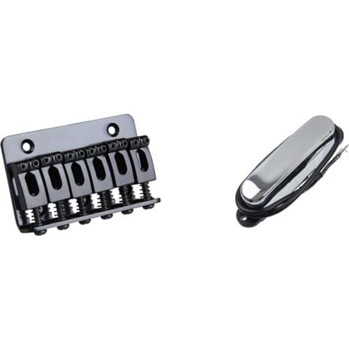 6 Saddle Hardtail Bridge Top Load 65mm Electric Guitar Bridge (Black) & Single Coil Pickups Ceramic Tele Neck Pickup