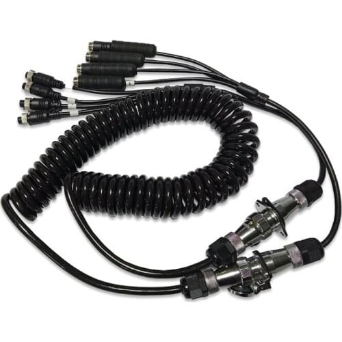 Car/ship monitoring and protection special 7core aviation head interface Audio and video power spring cable
