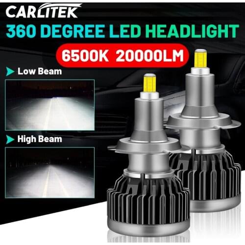 Carlitek H11 360 Degree Car LED Bulbs 20000LM HB3 HB4 H8 H9 H7 H1 9006 9005 Car Headlights diode Fog Lamps 6500K High Brightness