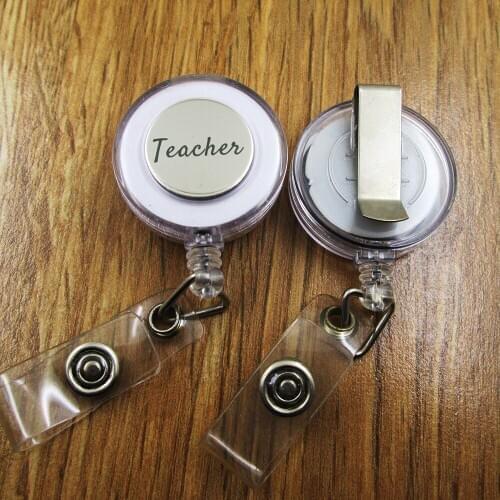 Teacher ID Badge Reel gift for him/her friend family retractable recoil id badge holder work fun