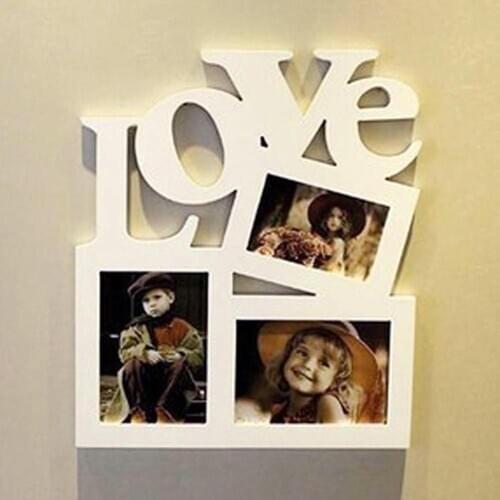 21.5x19.5cm Wooden DIY Photo Frame Hollow Love Letter Family Photo Picture Holder Storage photo frames for picture wall
