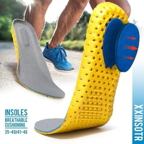 Elasticity Shock Absorption Non-slip Breathable Sport Insoles Men and Womens Unisex shoes Pad Comfortable Shoe Cushions