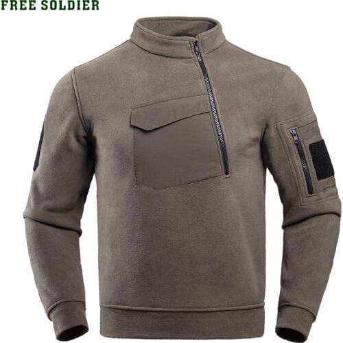 FREE SOLDIER Fleece autumn and winter outdoor mens plus velvet thickening head warm shirt fleece sweater