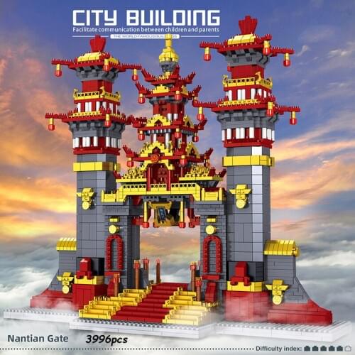 Architecture Journey to The West Nantian Gate Building Blocks DIY Mini Blocks Building Boys Kid Toys Children Gifts Constructor