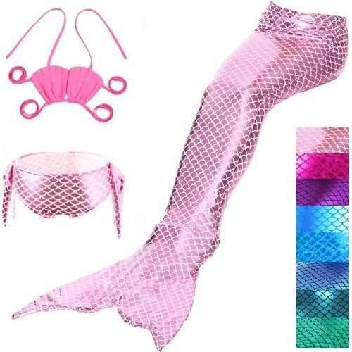 3pcs/little Children Mermaid Tails For Swimming Costume Mermaid Cosplay Kids Girls Swimming Suit Bathing Suit Swimwear Swimsuit