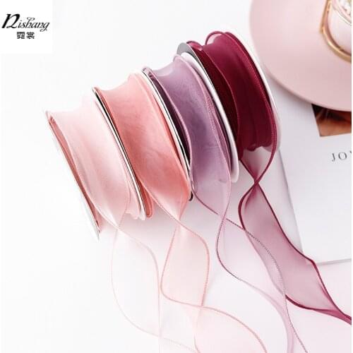 Wave Silk Organza Ribbons For Crafts 5cm Wide Hair Ornament Bow DIY Gift Wrapping Floral Package Decor Ewing Supplies 5yards/Lot