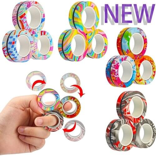 Fingertip Magnetic Rings AntiStress Fidget Toy Magic RingTool Bracelet Ring Finger Spinner RingTool Kid Adult Decompression Toy